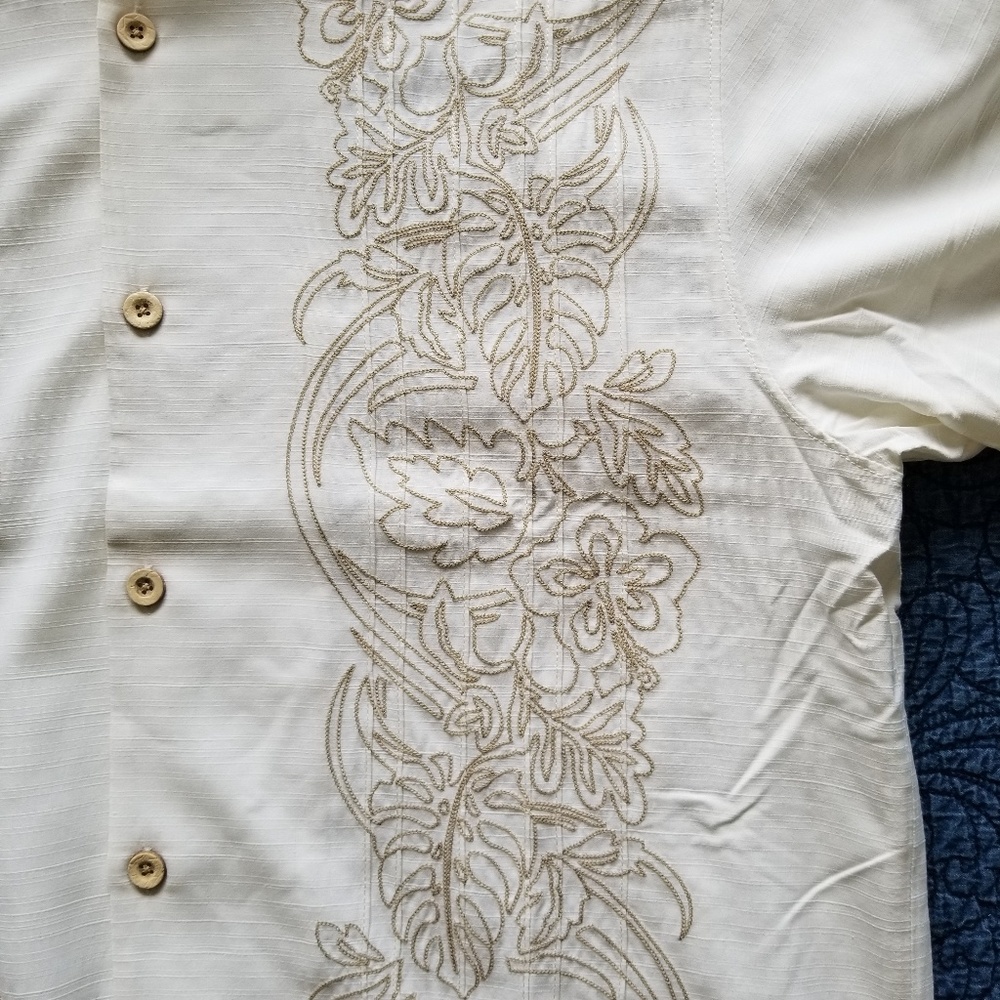 Embroidered Tommy Bahama Silk Shirt - Picture 5 of 6